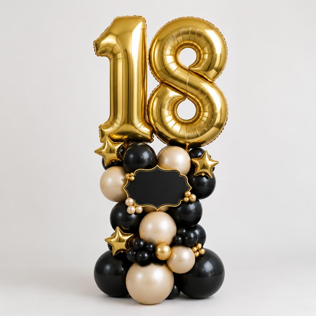 Gold & Black Personalised Double Number Stack