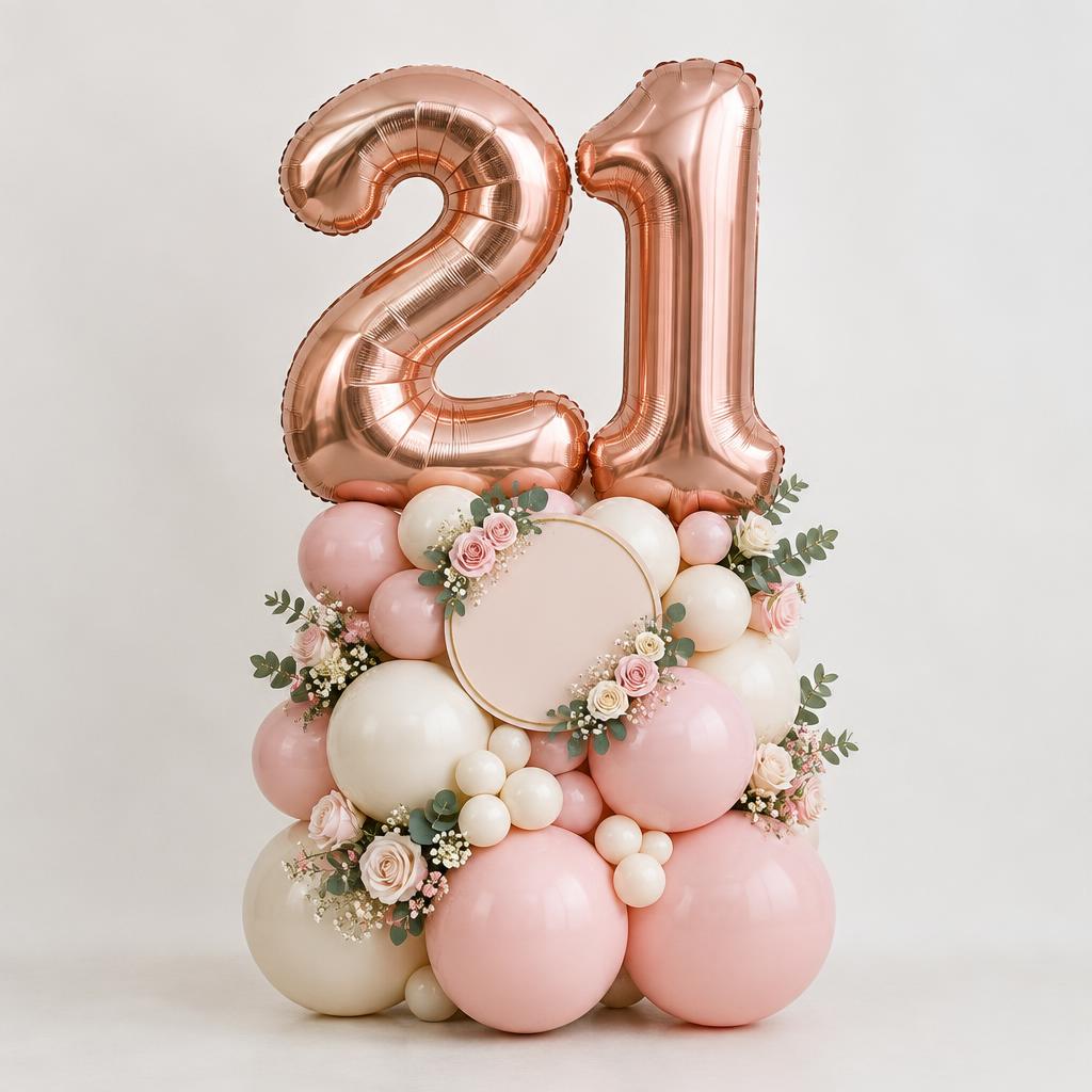 Rose Gold Floral Double Number Stack