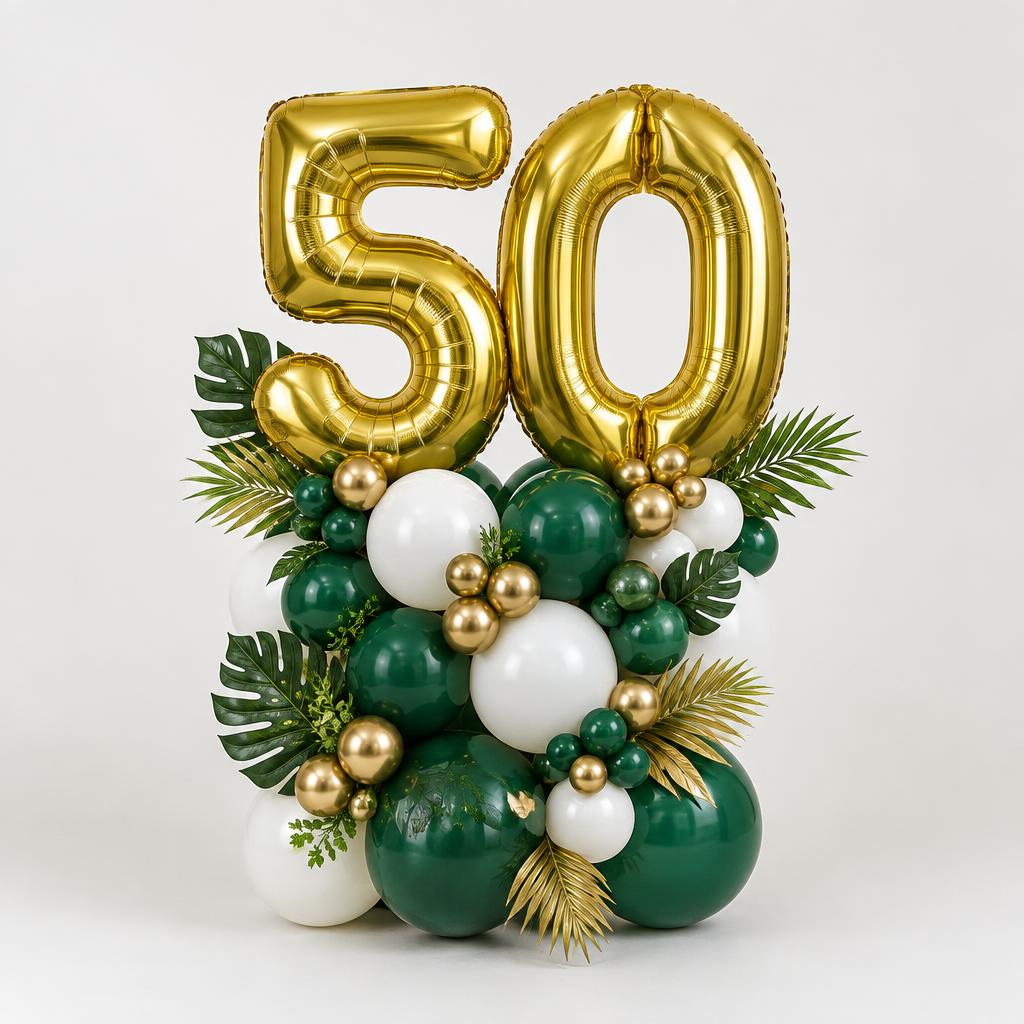 Emerald & Gold Luxe Double Number Stack