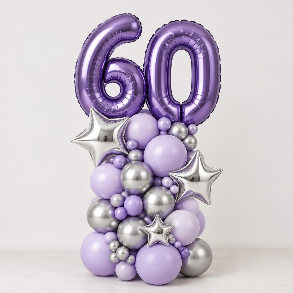 Purple & Silver Double Number Stack