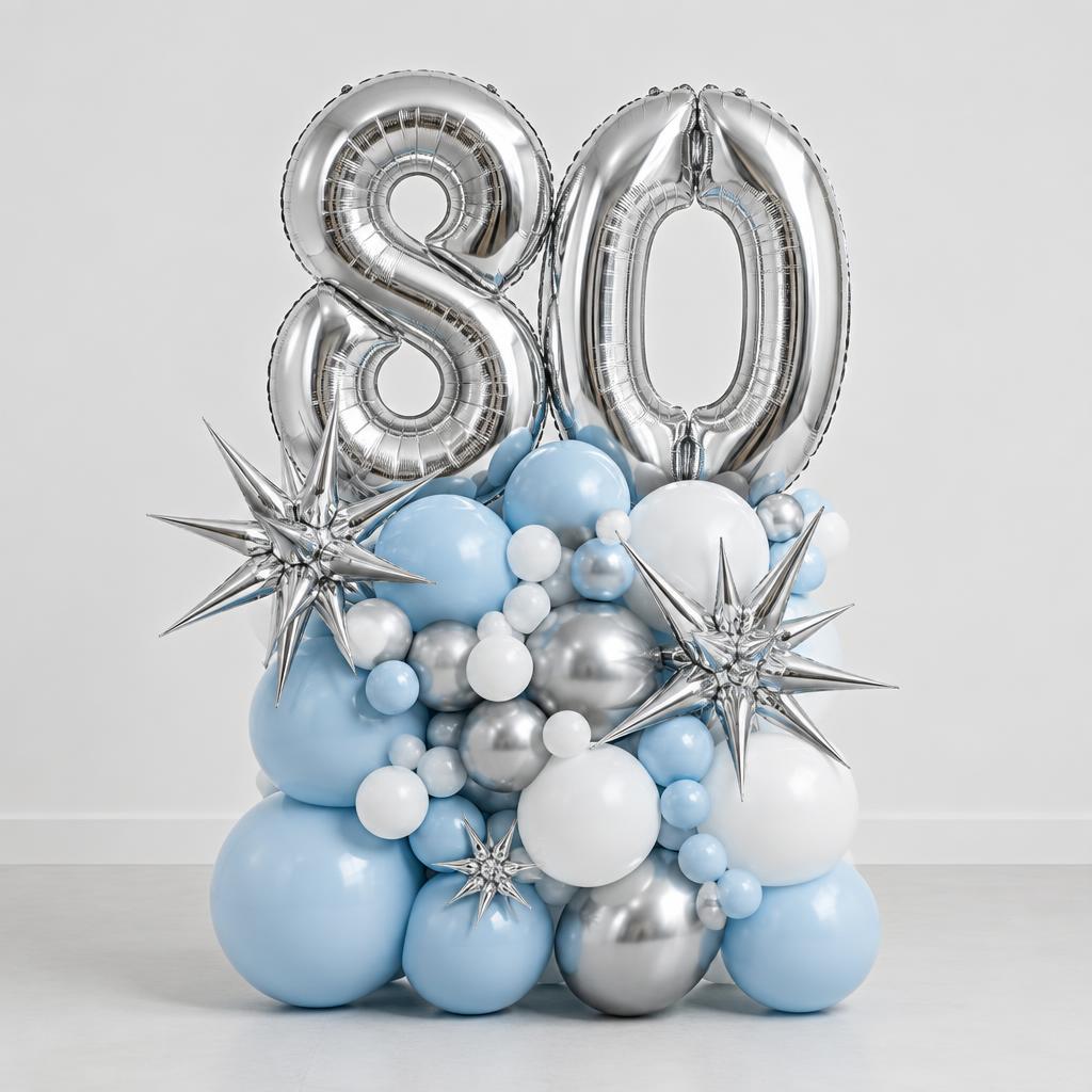 Ice Blue & Silver Double Number Stack