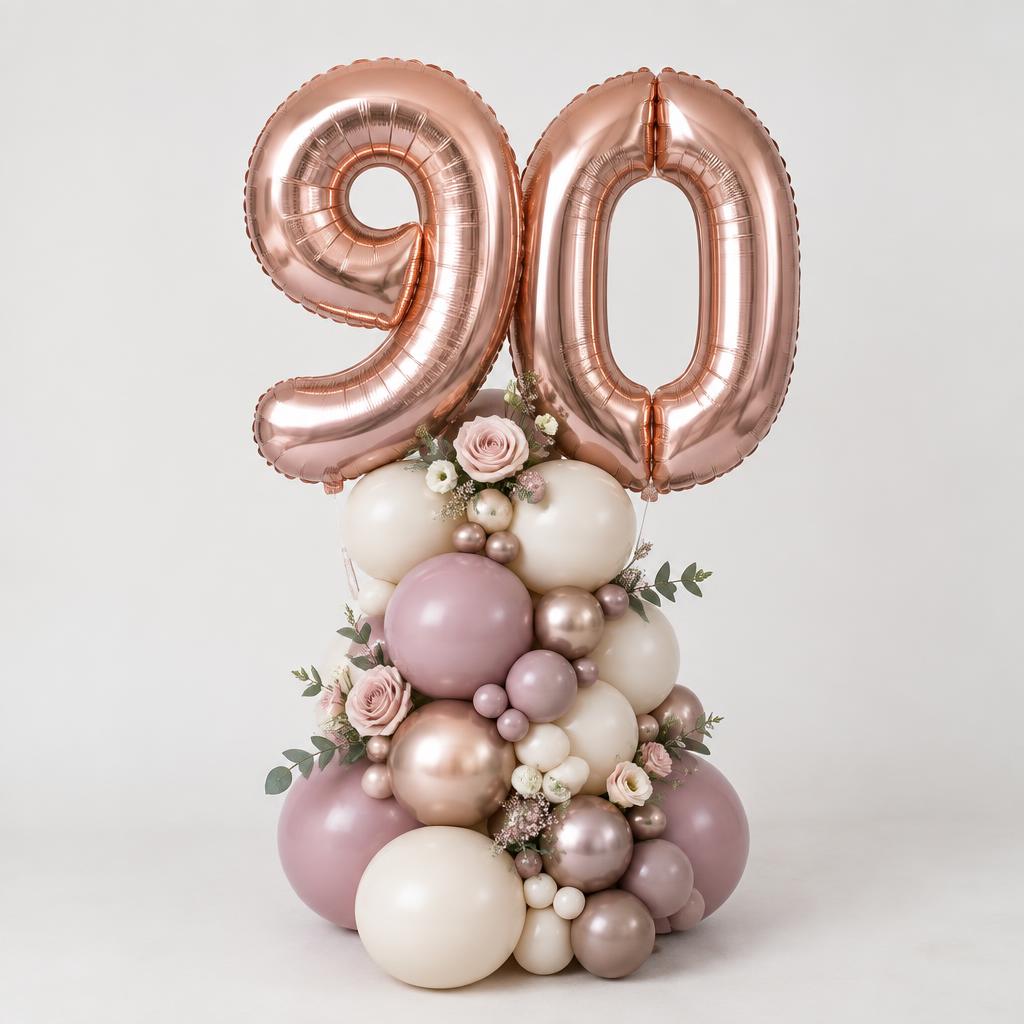 Mauve & Rose Gold Floral Double Number Stack