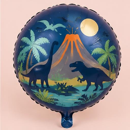 Prehistoric Volcano Round Foil Balloon