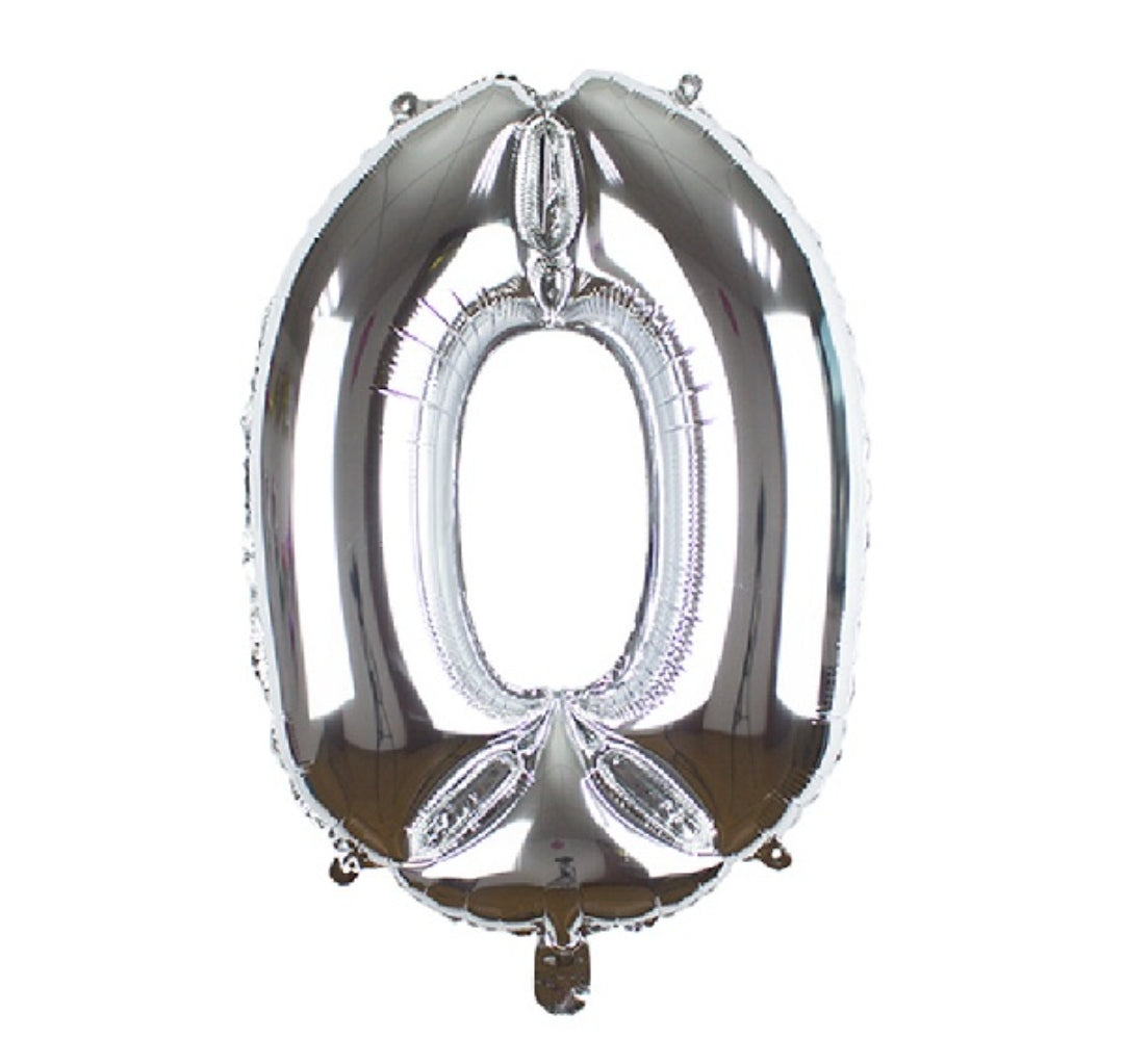 Silver Numbers 0-9 Balloons (inch )