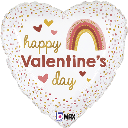 Boho Rainbow Valentine’s Heart Foil Balloon (18 Inch)
