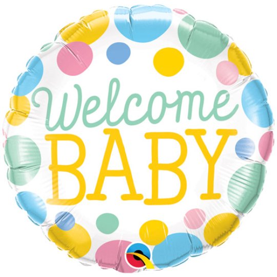 Welcome Baby Dots Foil Balloon 18 Inch