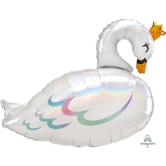 Swan Iridescent Supershape Foil Balloon 29 Inch