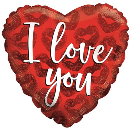 18 Inch I Love You Lipstick Kisses Heart Eco Foil Balloon (1)