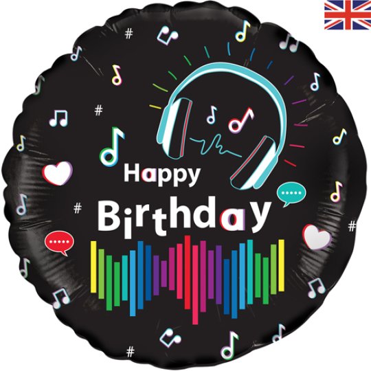 18 Inch Birthday Music & Media Foil Balloon (1)