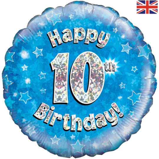18 Inch Happy 10TH Birthday Blue Foil Balloon (1)