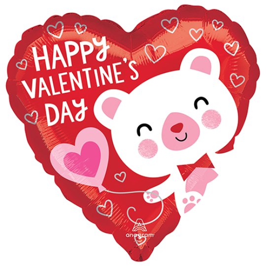 18 Inch Valentine’s White Bear Heart Foil Balloon (1)