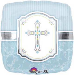 18 Inch Communion Blessings Blue Square Foil Balloon