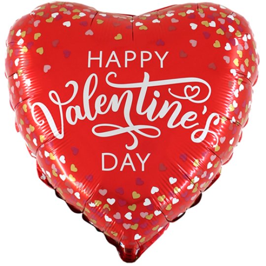 18 Inch Valentine Confetti Heart Foil Balloon (1) – Unpackaged