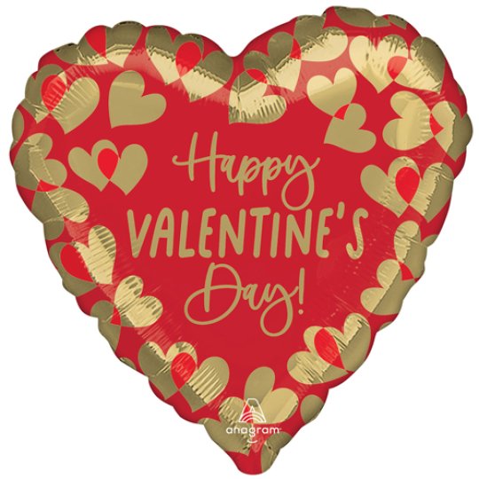18 Inch Gold Valentine Hearts Foil Balloon (1)