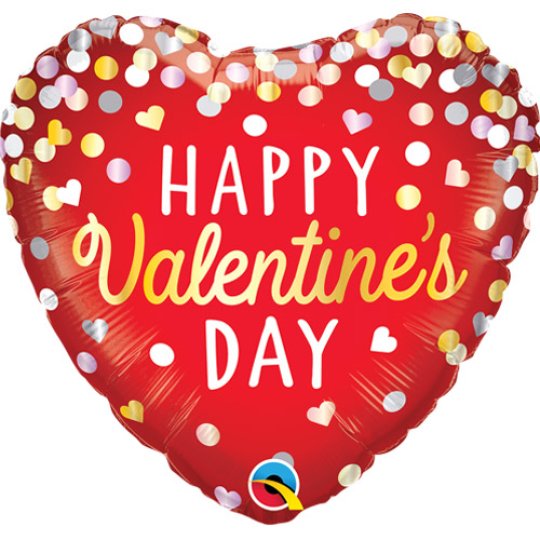 18 Inch Valentine’s Confetti Red Heart Foil Balloon (1)