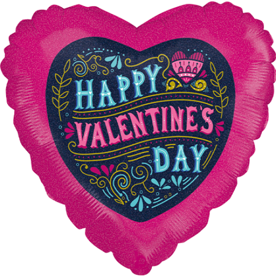 18 Inch Vintage Valentine’s Holographic Heart Foil Balloon (1)