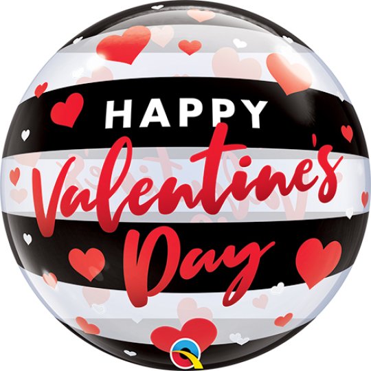 22 Inch Valentine’s Day Black Stripes Bubble Balloon (1)