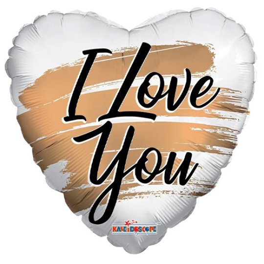 18 Inch I Love You Gold Brush Strokes Heart Eco Foil Balloon (1)