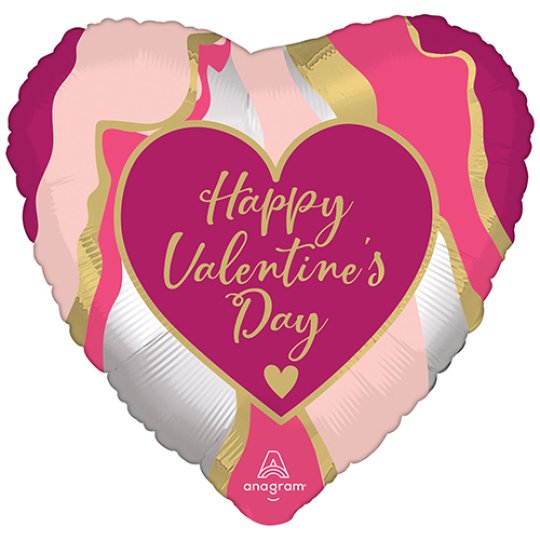 18 Inch Valentine’s Marble Abstract Satin Heart Foil Balloon (1)