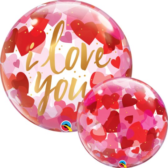 22 Inch I Love You Paper Hearts Bubble Balloon (1)