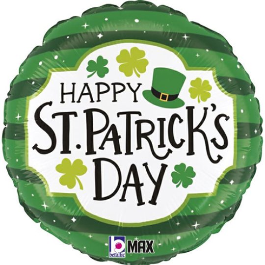 18 Inch St Patrick’s Day Stripes Foil Balloon (1)