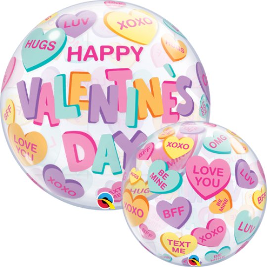 22 Inch Happy Valentine’s Day Candy Hearts Bubble Balloon (1)