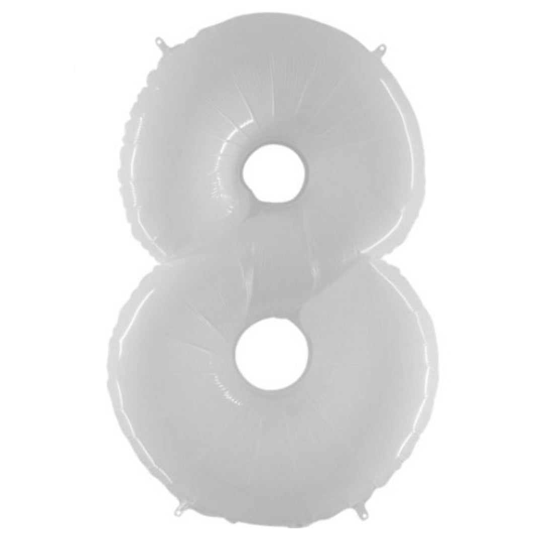 SHINY WHITE NUMBERS 0-9 BALLOONS (34INCH ) - Image 9