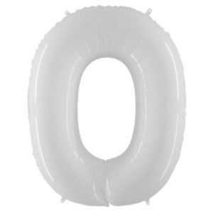 SHINY WHITE NUMBERS 0-9 BALLOONS (34INCH )