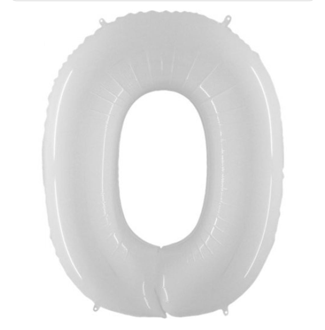 SHINY WHITE NUMBERS 0-9 BALLOONS (34INCH )