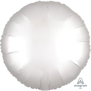 WHITE SATIN ROUND FOIL BALLOON 18"