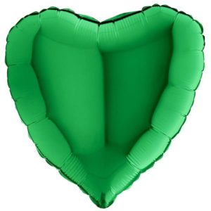 GREEN HEART FOIL BALLOON 18"