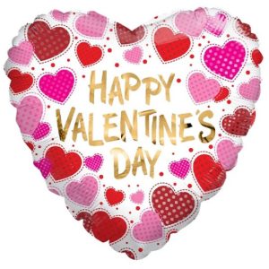 DOTTED HEARTS ECO VALENTINE FOIL BALLOON (18 INCH)