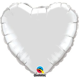 SILVER HEART FOIL BALLOON 18"