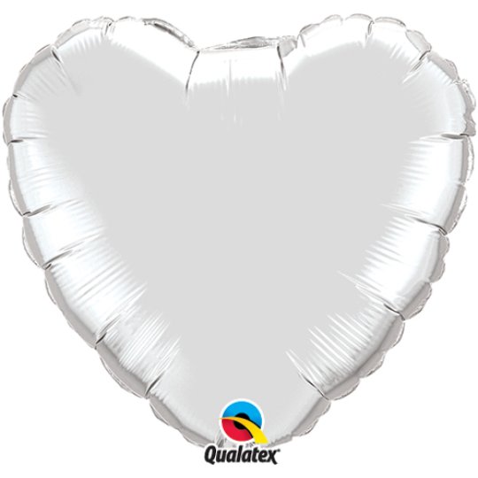 SILVER HEART FOIL BALLOON 18"