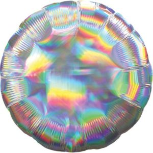 SILVER IRIDESCENT ROUND FOIL BALLOON 18"