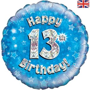 18 INCH HAPPY 13TH BIRTHDAY BLUE FOIL BALLOON (1)