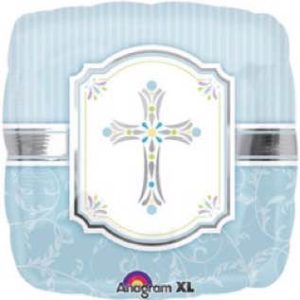 18 Inch Communion Blessings Blue Square Foil Balloon