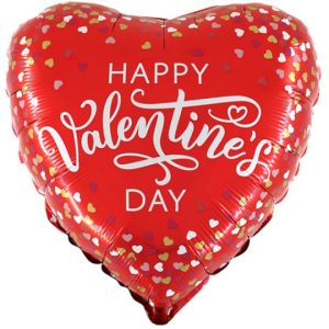 18 INCH VALENTINE CONFETTI HEART FOIL BALLOON (1) - UNPACKAGED