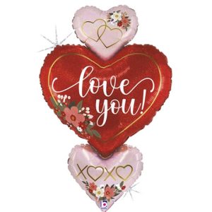 38 INCH FLORAL LOVE HEART TRIO FOIL BALLOON (1)