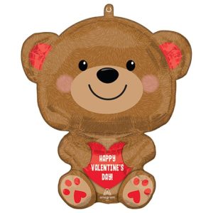 20 INCH VALENTINE'S CUDDLY BEAR FOIL BALLOON (1)